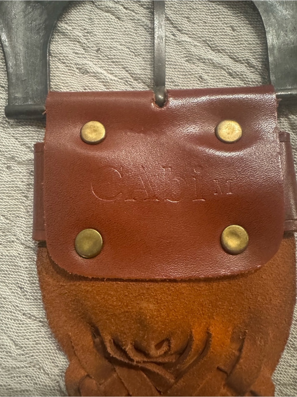 Cabi Woven Leather Belt Size M Brown Wide Boho Western Statement Buckle Belt - Picture 3 of 11